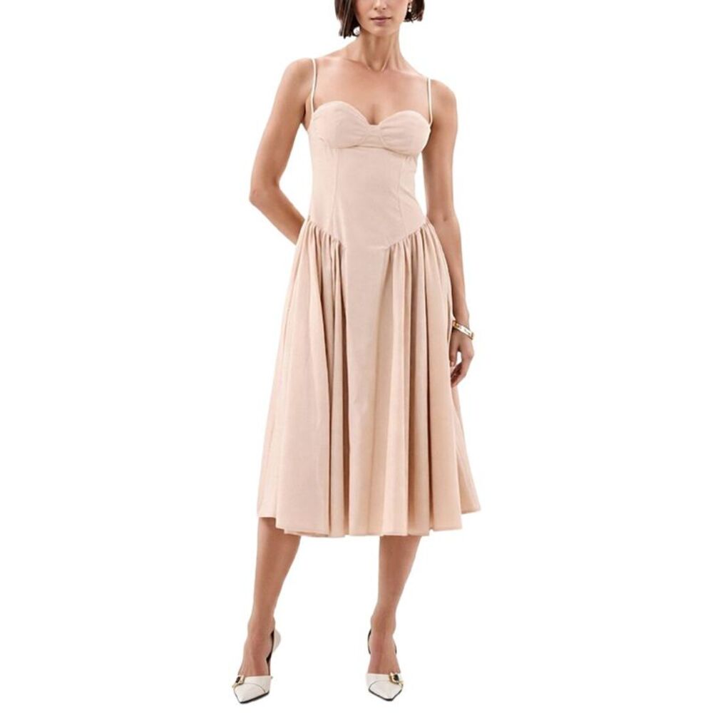 Extro&Vert Womens  Sweetheart Neck Strappy Midi Corset Dress, Grey